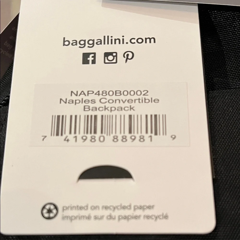 Baggallini Black Cheetah Embossed Naples Convertible Backpack/NWT